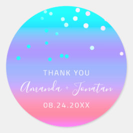 Adesivo Obrigado Nome Data Azul Cor-De-Rosa Aqua Rosa Conf