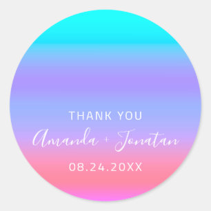 Adesivo Obrigado Nome Data Azul Cor-de-rosa Azul Aqua Cor-