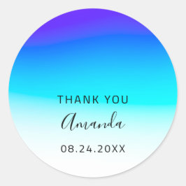 Adesivo Obrigado Nome Data Doce 16º Casamento Ombre Azul