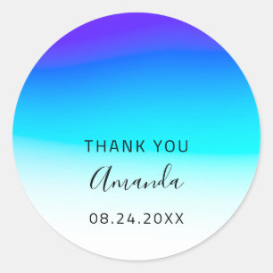 Adesivo Obrigado Nome Data Doce 16º Casamento Ombre Azul
