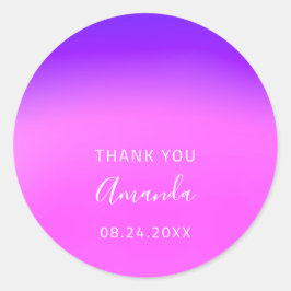 Adesivo Obrigado Nome Data Doce 16º Casamento Púrpura Rosa