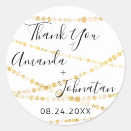 Adesivo Obrigado Nome Data Ouro Branco Luz Branca