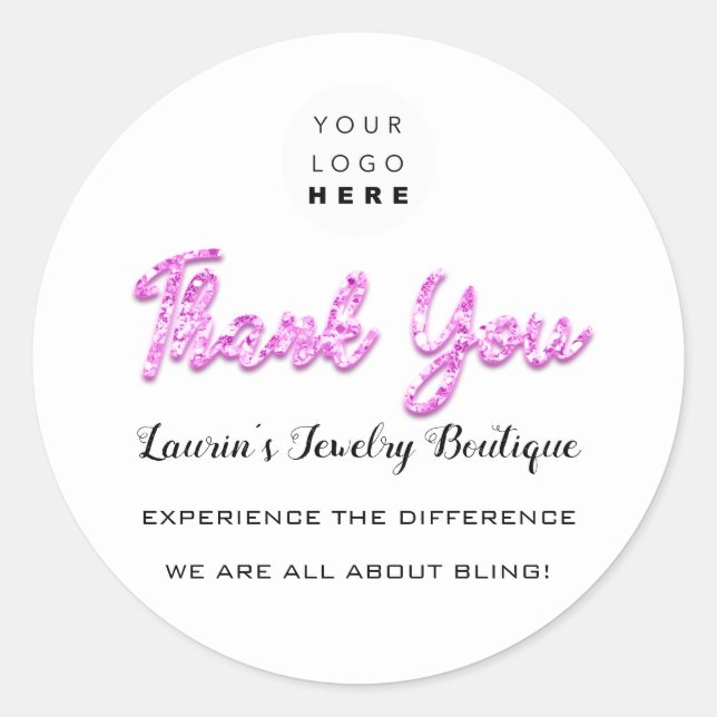 Adesivo Obrigado Nome de Script Rosa Compre Online Logotip (Frente)