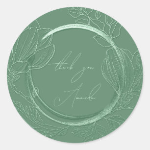 Adesivo Obrigado Nome Floral Verde Mint Casamento
