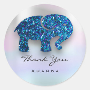 Adesivo Obrigado Nome Holograph Chá de fraldas Elefante A