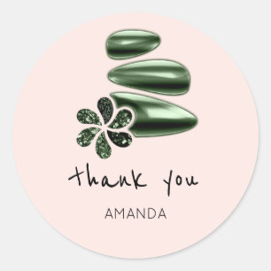 Adesivo Obrigado Nome Holograph Flower SPA Greenery