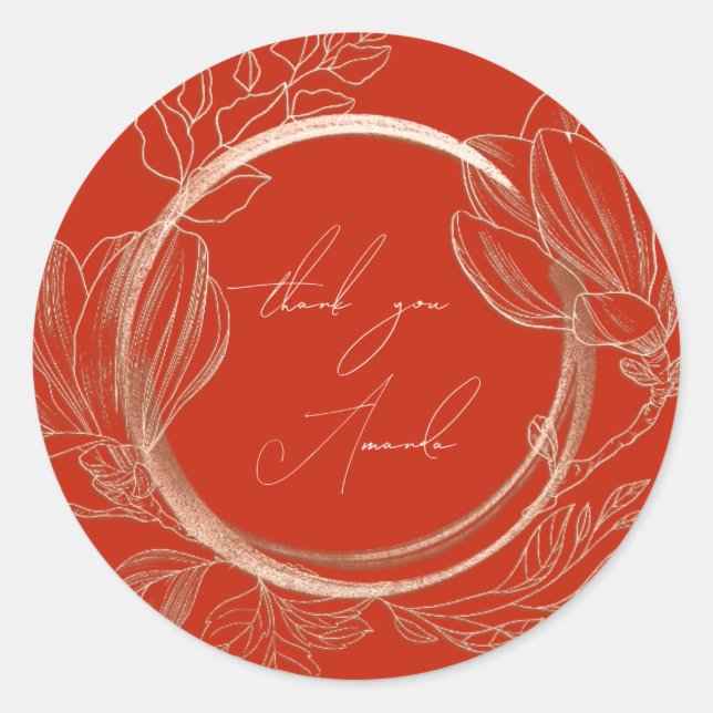 Adesivo Obrigado Nome Jardim Floral de Magnólia Rosa Doura (Frente)