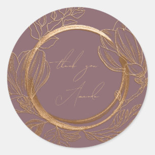 Adesivo Obrigado Nome Magnólia Jardim Floral Dourado Roxo