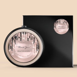 Adesivo Obrigado Nome  Maquiador  Gotas de Rosa Brilhante