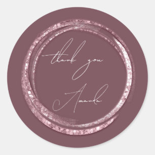 Adesivo Obrigado Nome Selo Rosa Pó Blush 