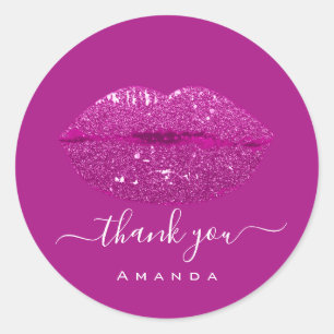 Adesivo Obrigado Nome Sweet16th Bridal Pink Berry Kiss Lá