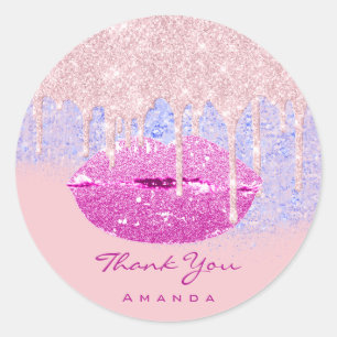 Adesivo Obrigado Nome Sweet16th Bridal Pink Rose Lábios