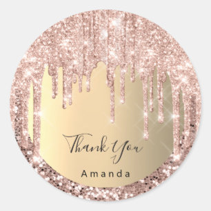 Adesivo Obrigado Nome Sweet 16th Rosa Glitter Dourado