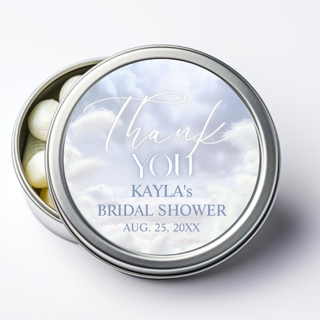 Adesivo Obrigado Nove Nuvens Pampas Chá de Noiva (Thank You On Cloud Nine 9 Pampas Bridal Shower Classic Round Sticker)