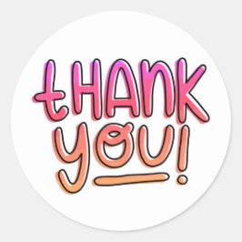 Adesivo Obrigado Obrigados cor-de-rosa laranja para negóci