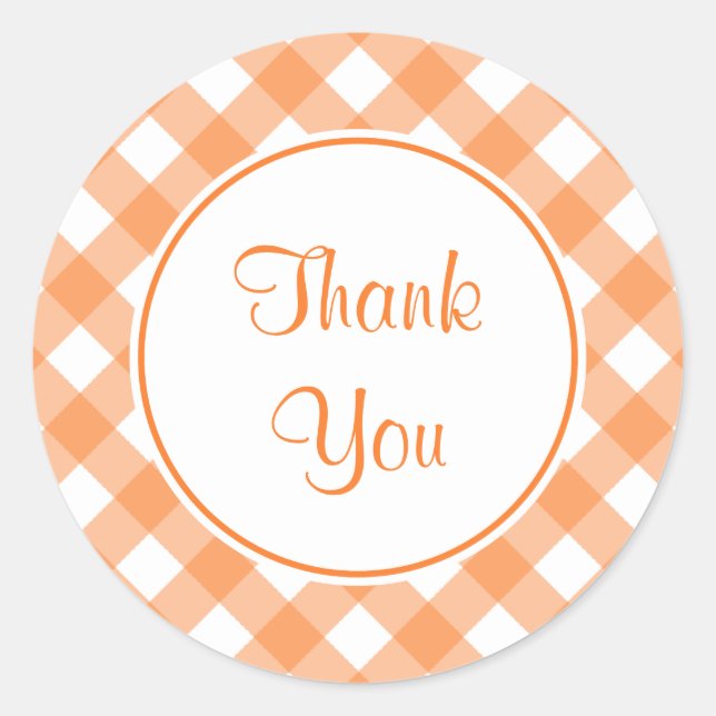 Adesivo Obrigado Orange Gingham Stickers (Frente)