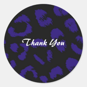 Adesivo Obrigado padrão de leopardo roxo e preto