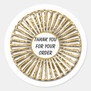 Adesivo Obrigado para seu teste padrão Dourado elegante d