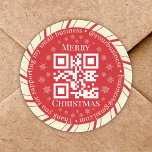 Adesivo obrigado para sua pequena empresa qr code christma<br><div class="desc">obrigado elegante seu pequeno negócio qr code christmas red e white Classic Round Sticker com flocos de neve</div>