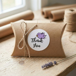 Adesivo Obrigado Pássaro Roxo Negócio Pequeno Caprichoso