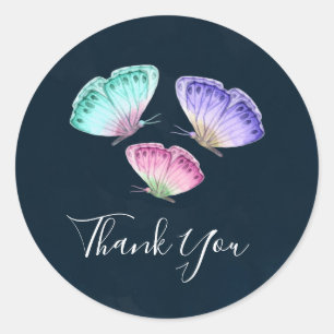 Adesivo Obrigado Pastel bonito de 3 borboletas da aguarela