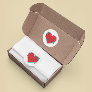 Adesivo Obrigado pela compra de flores cardíacas pastel