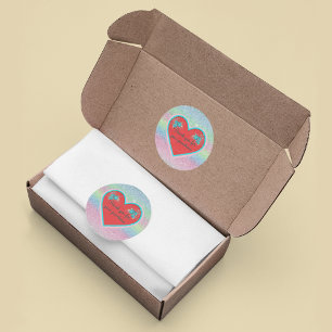 Adesivo Obrigado pela compra de flores coração pastel