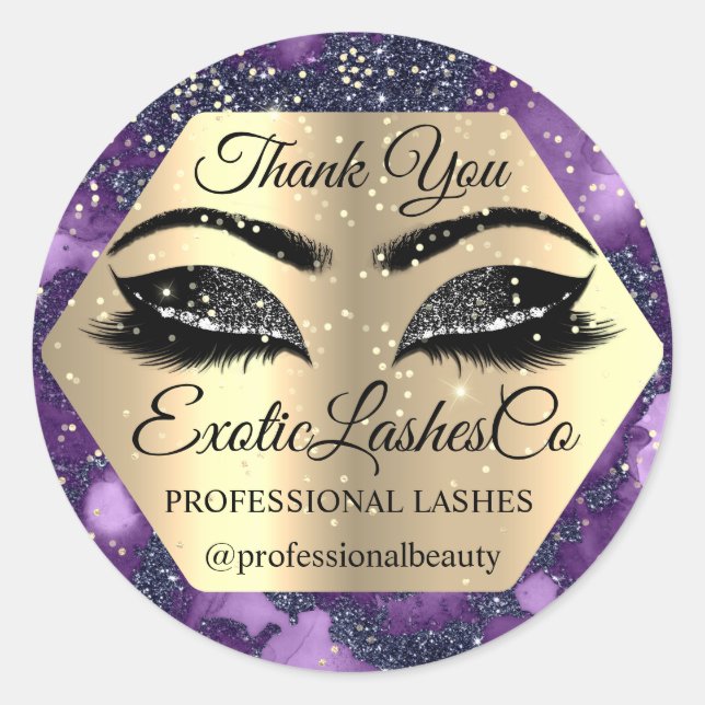 Adesivo Obrigado pela sua compra Eyelashes Roxos (Frente)