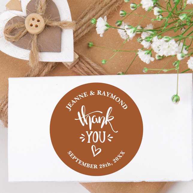 Adesivo Obrigado pelo Amor Terracotta Wedding Favor (Criador carregado)