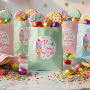Adesivo Obrigado pelo Aniversário com Sorvete Pastel