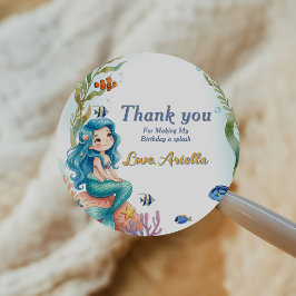 Adesivo Obrigado pelo Aniversário da Sereia Mágica Favor C