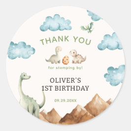 Adesivo Obrigado pelo aniversário das crianças dinossauros