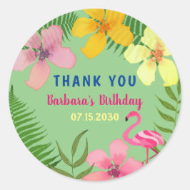 Adesivo Obrigado pelo Aniversário do Flamingo Tropical