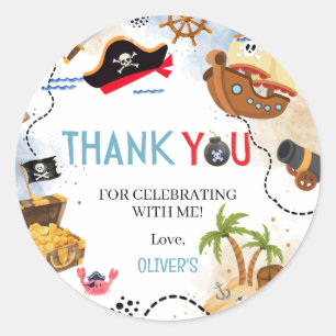 Adesivo Obrigado pelo Aniversário Pirata Ahoy Matey