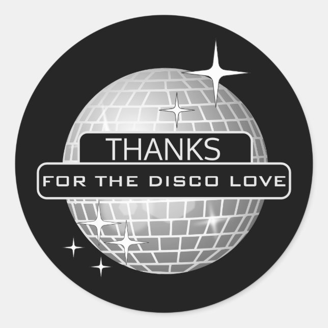 Adesivo OBRIGADO Pelo Aniversário Retro da Bola do Amor Di (Frente)