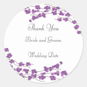 Adesivo Obrigado pelo Casamento Flor de Roxo