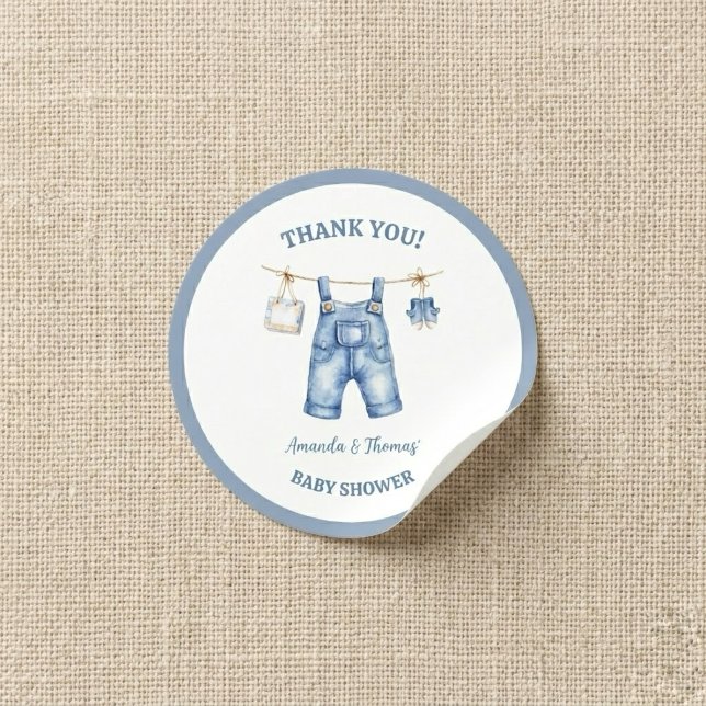 Adesivo Obrigado pelo Chá de Bebê de Denim Blue Jean (Criador carregado)