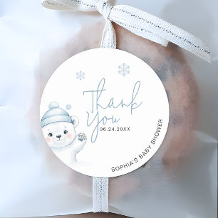 Adesivo Obrigado pelo Chá de Bebê de Inverno do Urso Polar