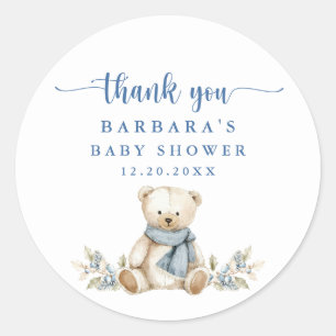 Adesivo Obrigado pelo Chá de Bebê do Urso de Pelúcia Fofo 