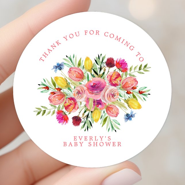 Adesivo Obrigado pelo Chá de Bebê Floral de Flores Silvest (Criador carregado)