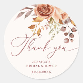 Adesivo Obrigado pelo Chuveiro de Noiva Floral de Outono