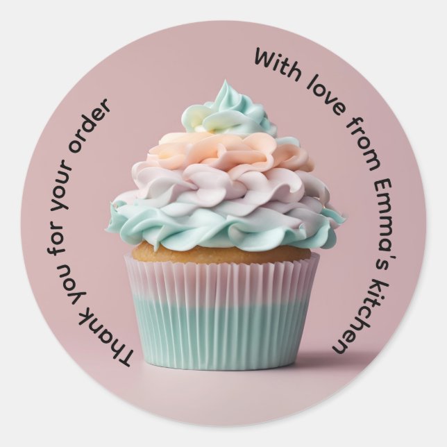 Adesivo Obrigado pelo cupcake do seu pedido (Frente)