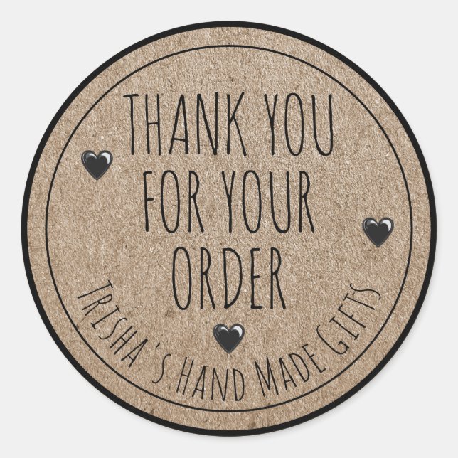 Adesivo Obrigado Pelo Estilo De Fundo Do Kraft Encomendado (Frente)