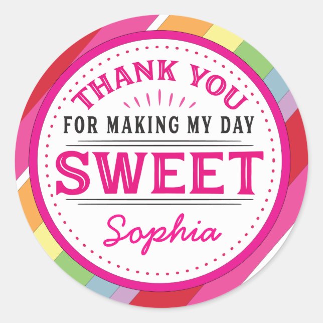 Adesivo Obrigado pelo fazer do meu dia Doce Label (Frente)