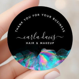 Adesivo Obrigado pelo Negócio de Tinta Alcoólica Holográfi