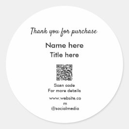 Adesivo Obrigado pelo nome de compra aqui digitalizar QR