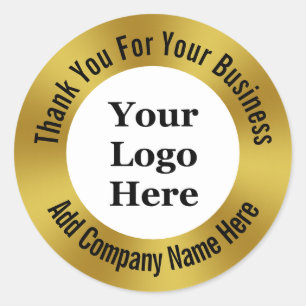 Adesivo Obrigado pelo seu negócio Dourado Logotipo aqui