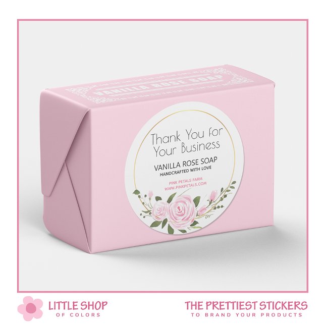 Adesivo Obrigado pelo seu negócio Floral Watercolor (Criador carregado)