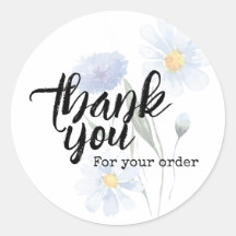 Obrigado Pelo Seu Pedido Aquarela Floral Azul