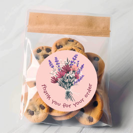 Adesivo "Obrigado pelo seu pedido" Buquê de Flor Personali